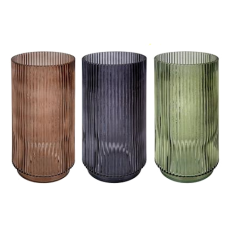Glass Vase with Stripe Pattern 25cm - assorted colours